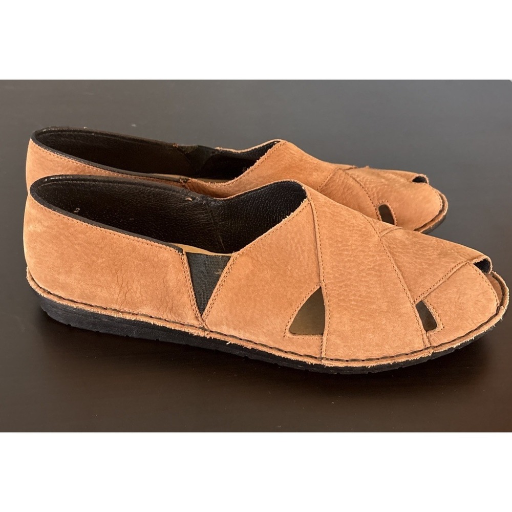 Reiker Slip on Shoes Women's 7.5 Leather Suede‎ Open Toe Brown
